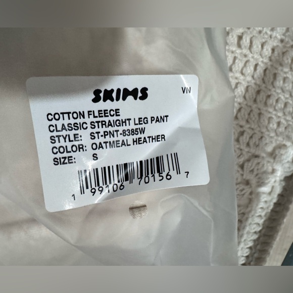 NWT Skims Cotton Fleece Classic Straight Leg Pant in Oatmeal Heather Size Small - Picture 7 of 7